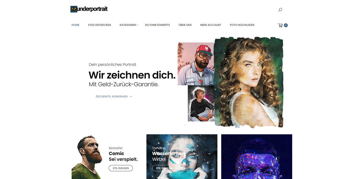 Eine Wunderportrait-Website mit einem Paarbild.