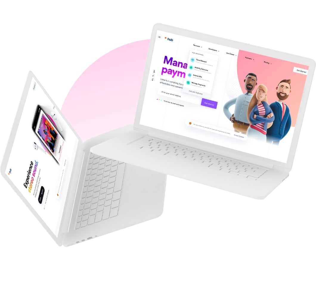 Ein Laptop mit rosa Bildschirm und rosa Hintergrund.