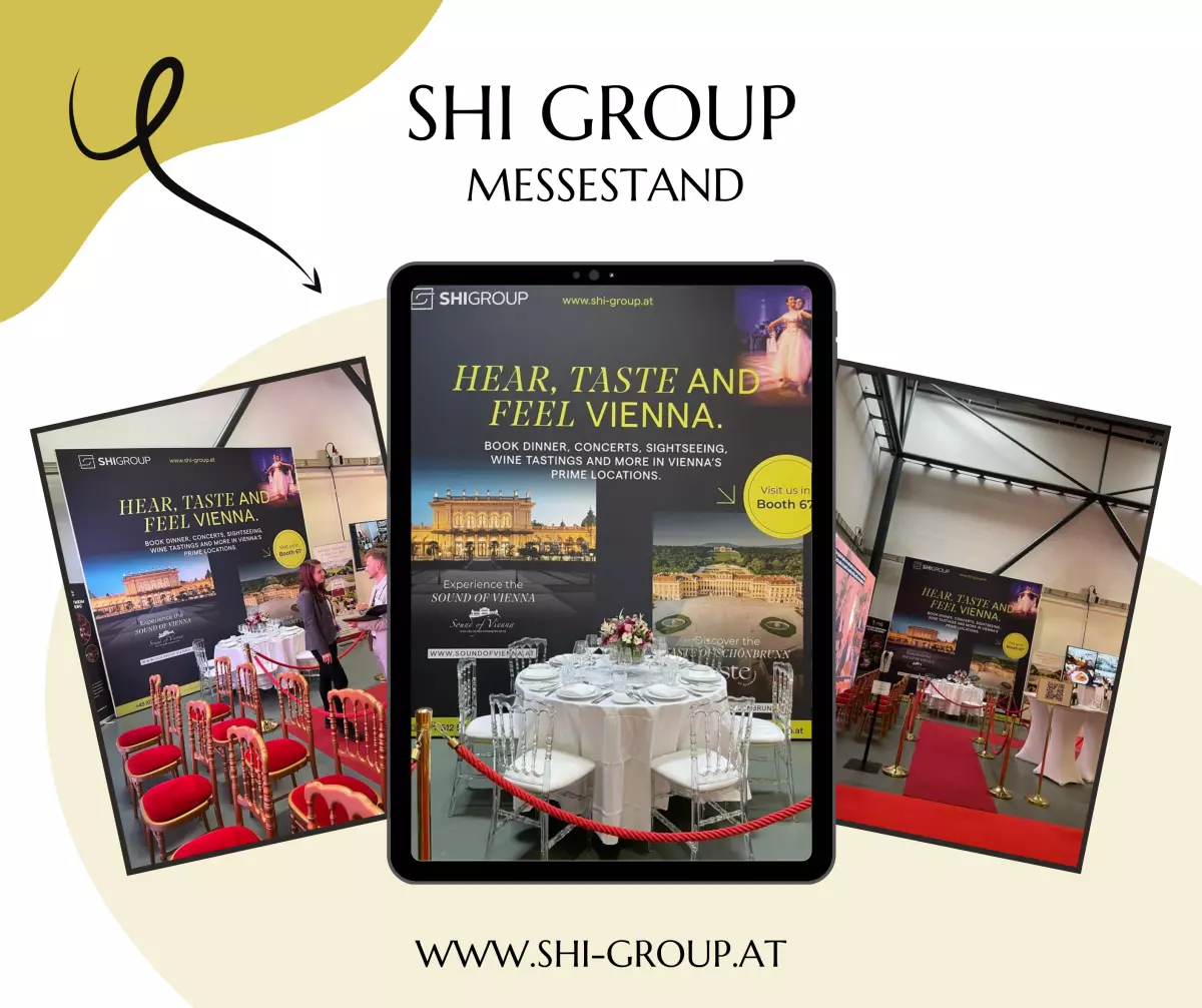 Ein Plakat mit dem Messestand der SHI-Gruppe.