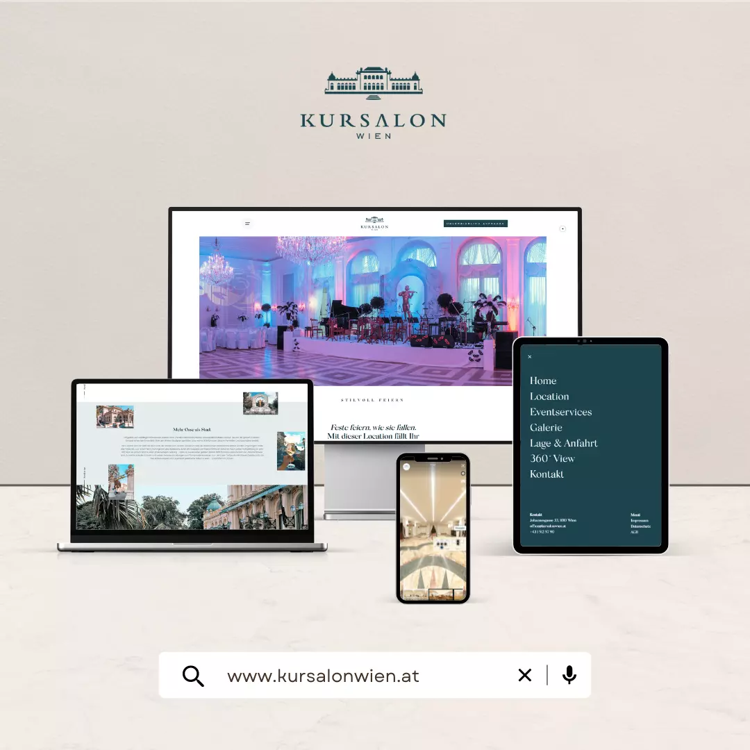 Eine Website für den Kursalon Wien, eine Hochzeitslocation.