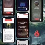 Eine Website, die verschiedene Bildschirme präsentiert, auf denen Revite-Spiele gezeigt werden.