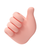 Eine 3D-Illustration einer Hand, die auf einem transparenten Hintergrund eine Daumen-hoch-Geste macht.